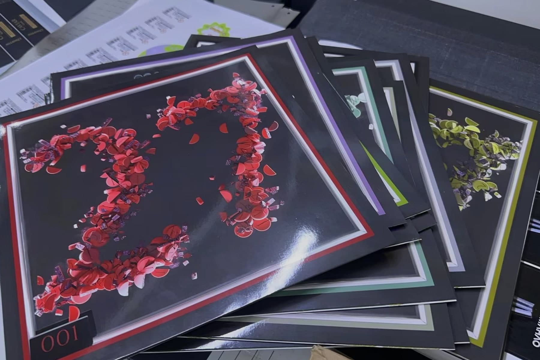 Vinyl samples and sleeves before shipping